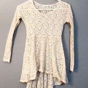 H.I.P. Cream Long Sleeve LACE Blouse